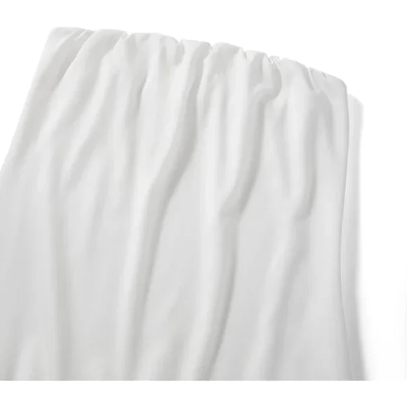 Women Strapless Mini Dress Cotton Blend Off Shoulder Bubble Skirt for Parties - Picture 7 of 7